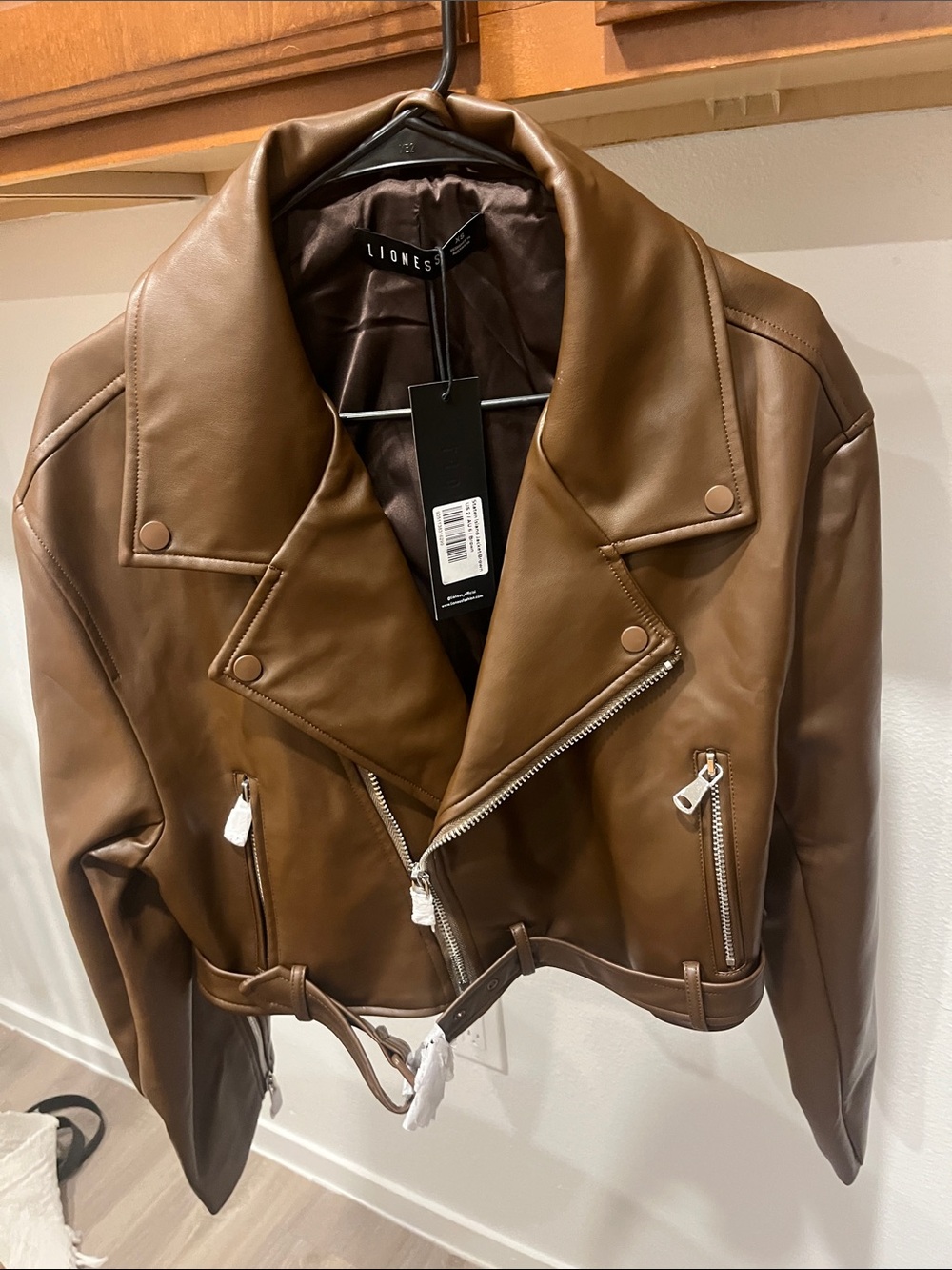Lioness Brown Faux Leather Bomber Jacket